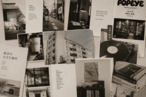 Collage de revistas, fotografías y elementos editoriales que representan las ediciones de OFFLINE CLUB.